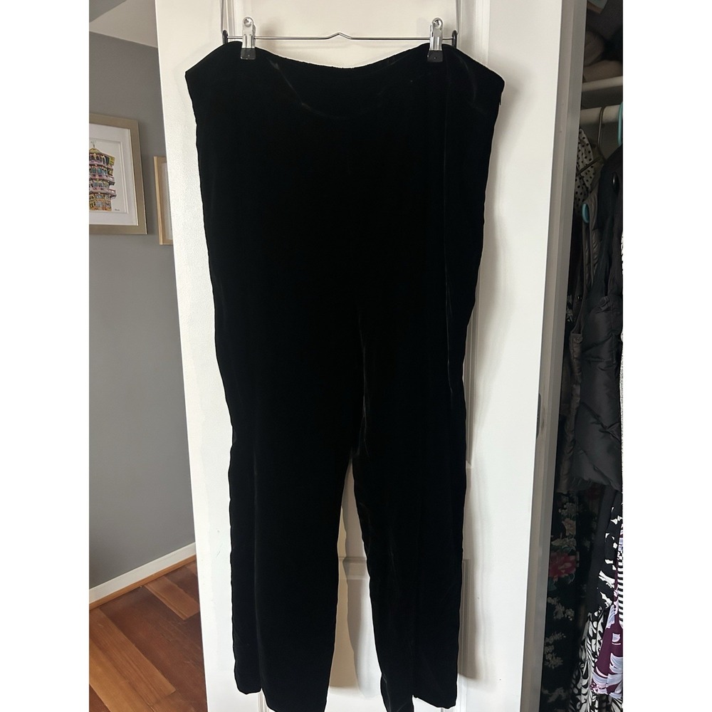 Soft Surroundings Velvet Wide Leg Silk Blend Pants Plus Size 2X Flowy Black